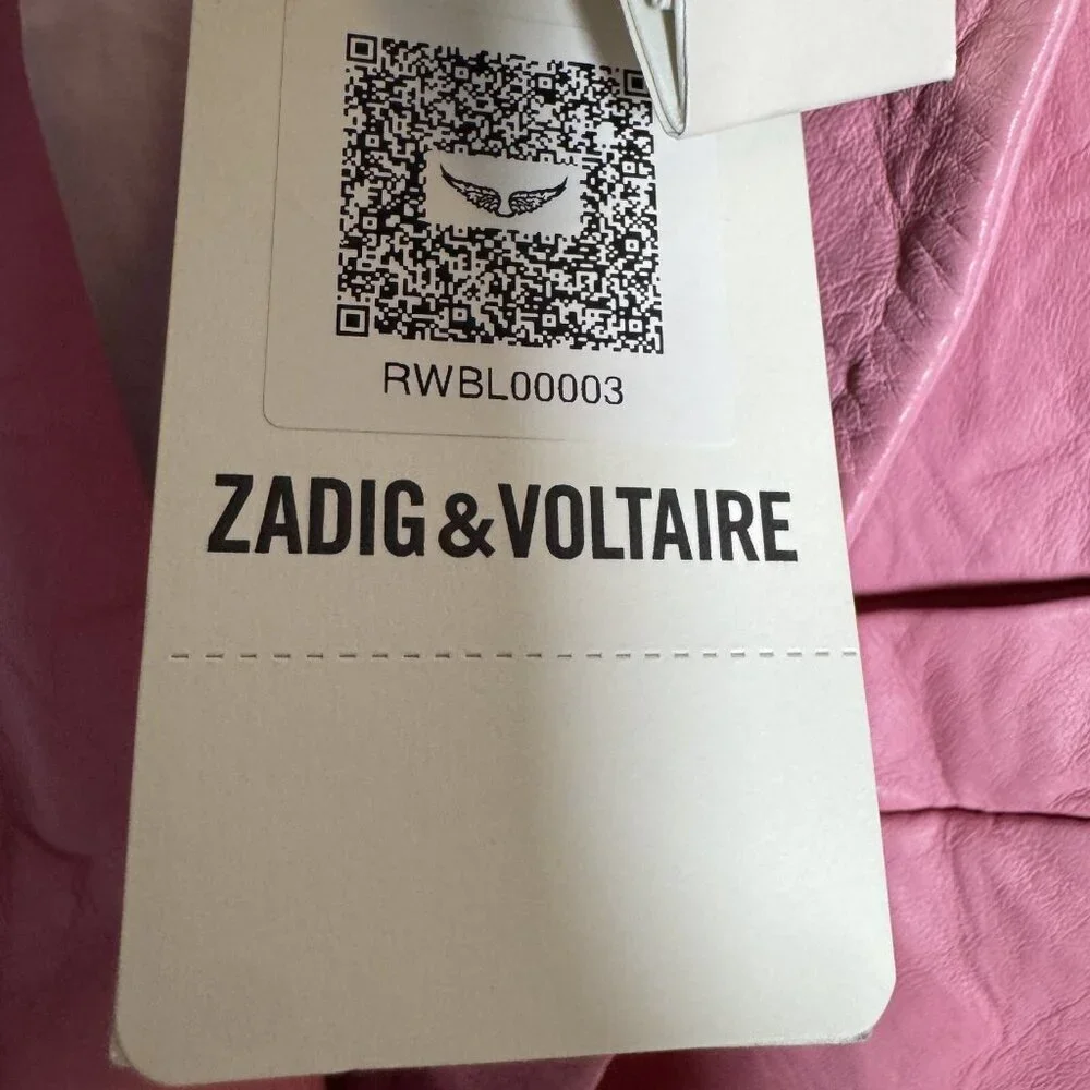 NEW Zadig & Voltaire Visko Cuir Leater Jacket Pink Size Small Size 36 Blazer NWT - Picture 6 of 10